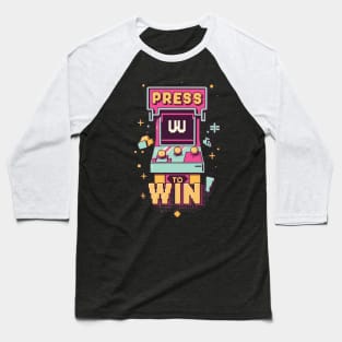 "Press to win" a Funny arcade Clothing design for gamer Baseball T-Shirt